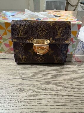 Louis Vuitton Brown Monogram Wallet with Gold Hardware
